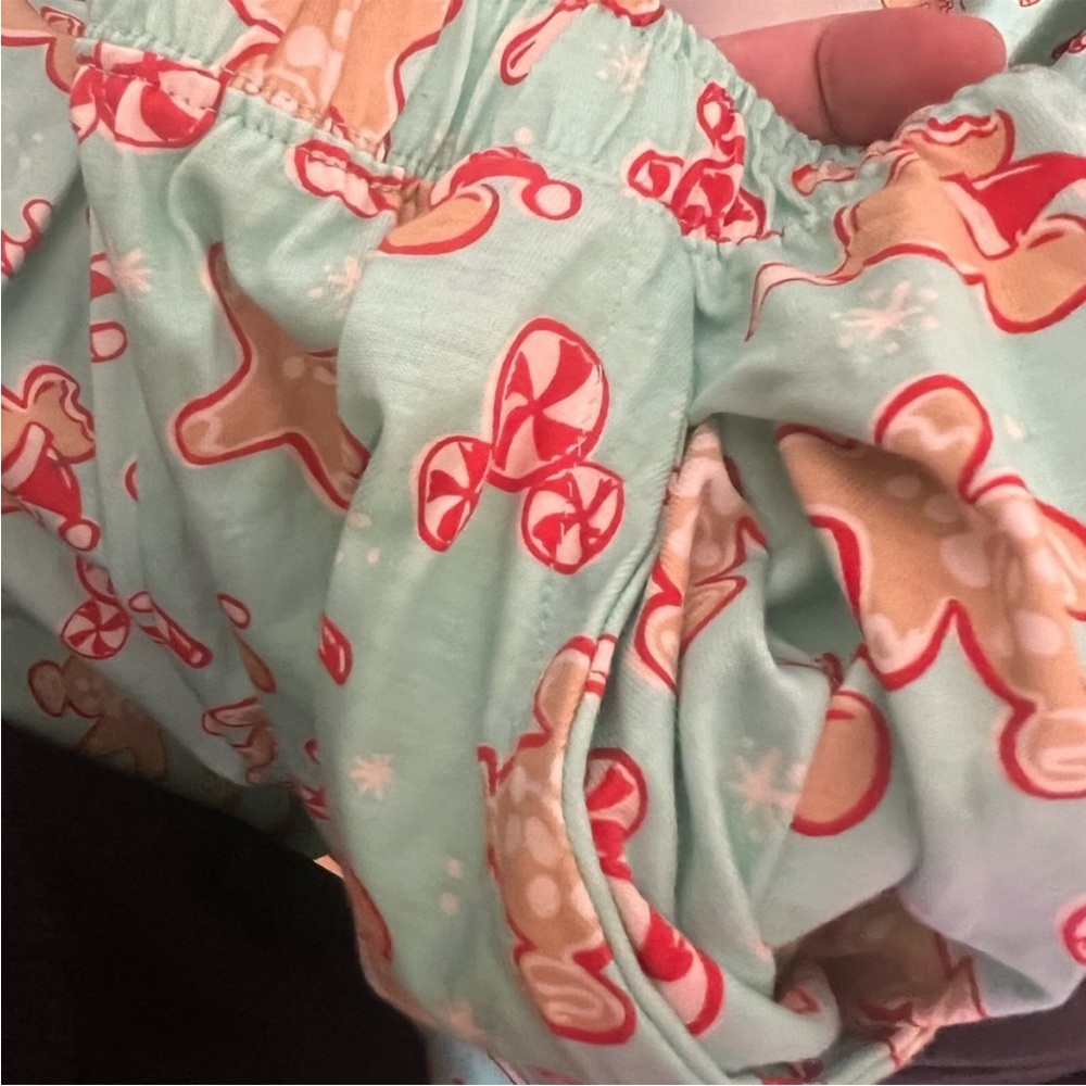 Disney Gingerbread Candy Cane Mickey Mouse Adult Pajamas Womens xl Christmas pjs - Picture 9 of 13